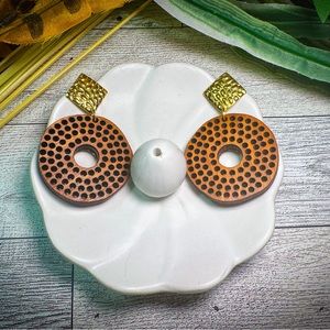 Wooden Circles Sophisticated Gold Collection Earrings